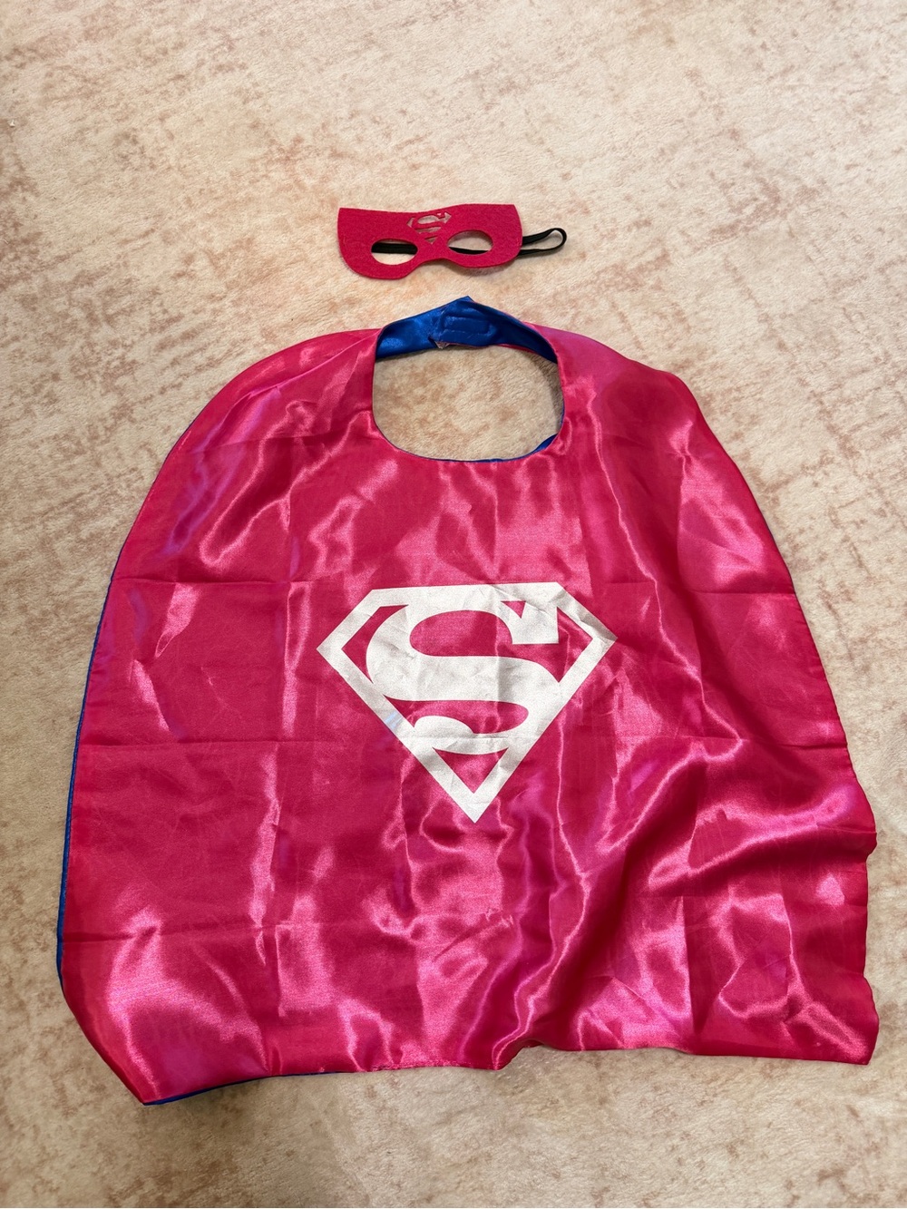 Kids Pink Superhero Cape & Mask Costume Set